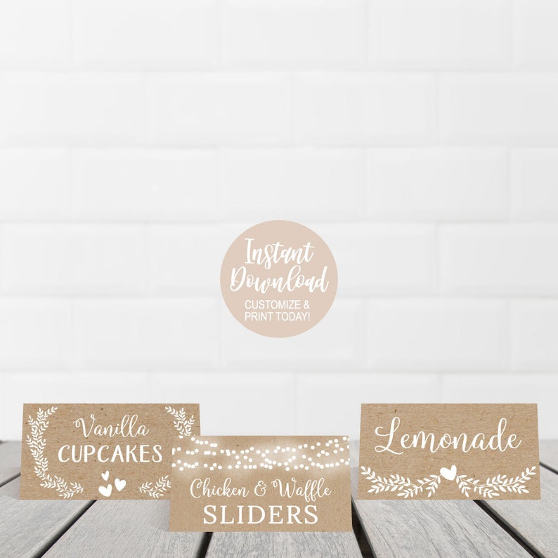 Printable Food Tent Cards Food Tent Labels Editable Etsy