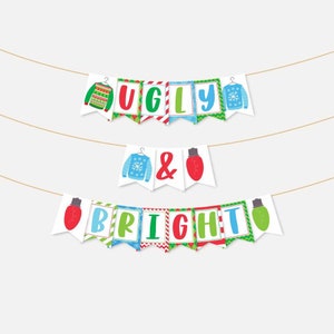 Ugly Sweater Party Banner Vorlage - Weihnachtsschild druckbar, Druckbares Weihnachtsschild personalisiert, Weihnachtsschild für Kinder, Banner PDF