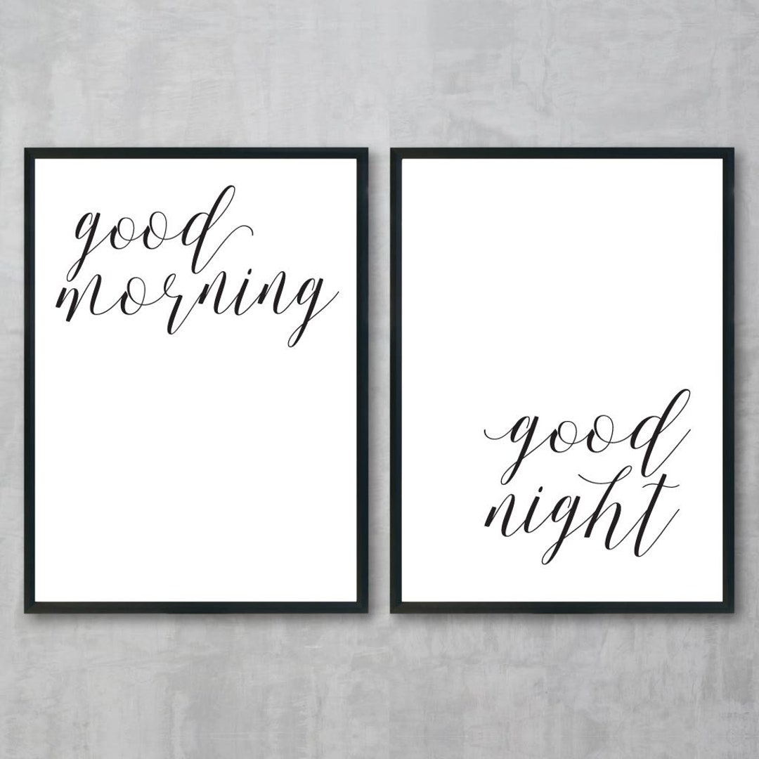 Good Morning Good Night Wall Art Bedroom Wall Decor Over the Etsy