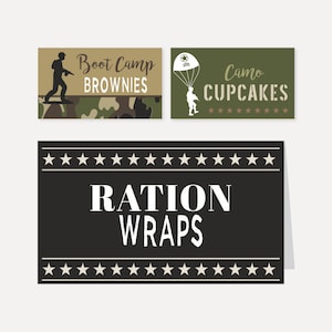 Camo Army Kids Party Food Tent Cards Template -Editable Food Tent Card, Printable Food Tent Cards, Food Tent Cards Instant Download