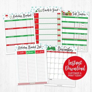 Holiday Planner Template printable Gift Tracker, 2018 Christmas Planner ...