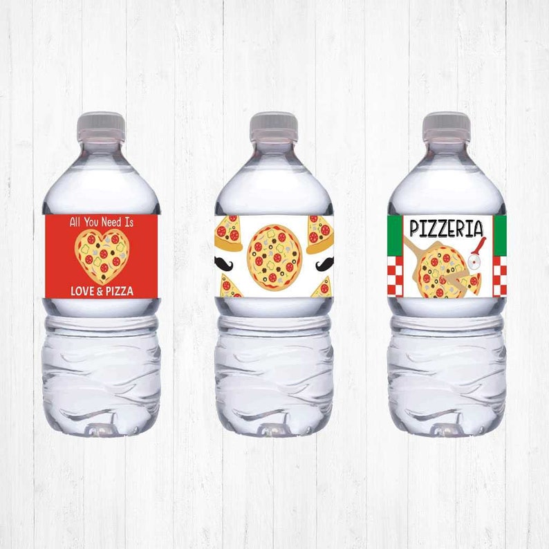 Pizza Party Water Bottle Wraps Template Drink Wraps Pizza Etsy