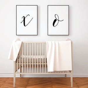 XO Printable Sign Set, Printable Wall Art Nursery, Nursery Print Black and White, Nursery Calligraphy Quote, Baby&#39;s Room Decor sets