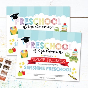 Prek Abschlusszertifikat, Bearbeitbare Vorschuldiplom Vorlage, Letzter Tag Vorschule, Pre-K Diplom, Pre K Abschlusszertifikate, DIY