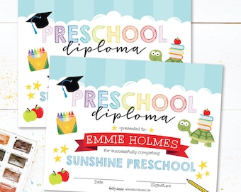 Prek Graduation Certificate, Editable Preschool Diploma Template, Last Day Preschool, Pre-K Diploma, Pre K Graduation Certificates, DIY