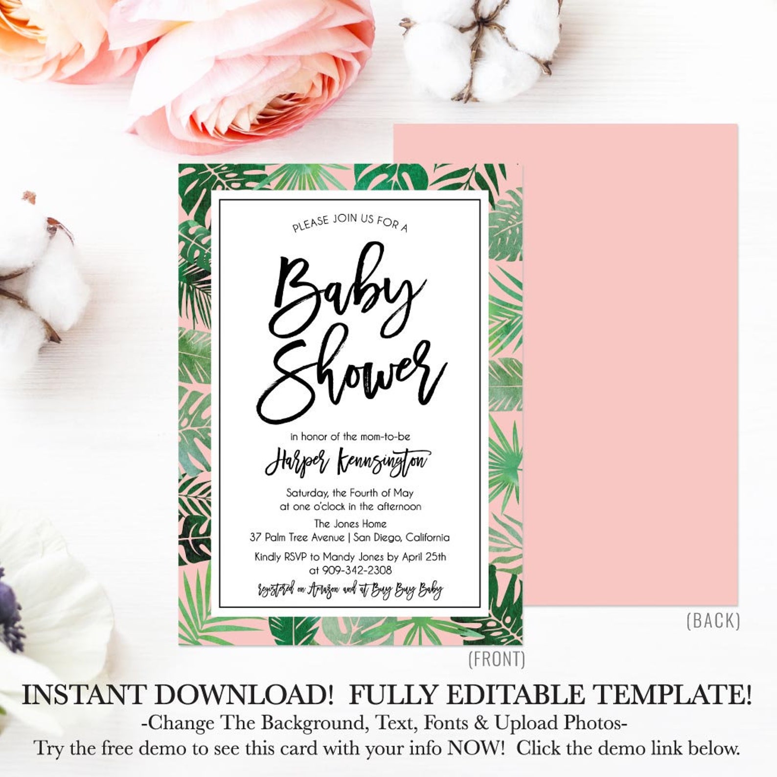 Printable Girl Baby Shower Invitation Instant Download Baby | Etsy