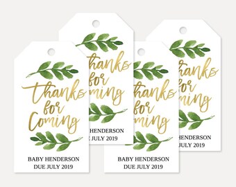 Greenery and Gold Baby Shower Favor Tags, Thank You Favor Tag Baby Shower, Thank You Favor Tags Printable, Baby Shower Thank You Tag