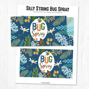 Silly String Bug Spray Label Printable, Camping Party Favor Supplies ...