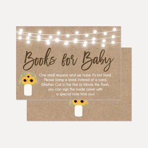 Kraft Mason Jar Floral, Tarjeta de solicitud de libro de baby shower, Juegos de baby shower imprimibles, Solicitud de libro de baby shower. Edítelo usted mismo, bricolaje