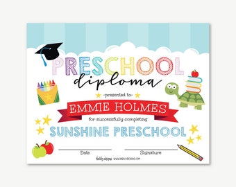 Editable Preschool Diploma Printable, Preschool Graduation, Preschool Pre K Grad, Kid Award, Girl Preschool, Editable Diploma, Boy Preschool