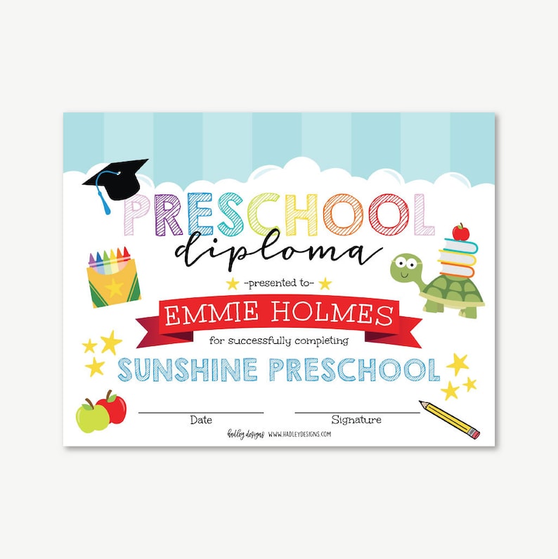 editable preschool diploma printable preschool graduation
