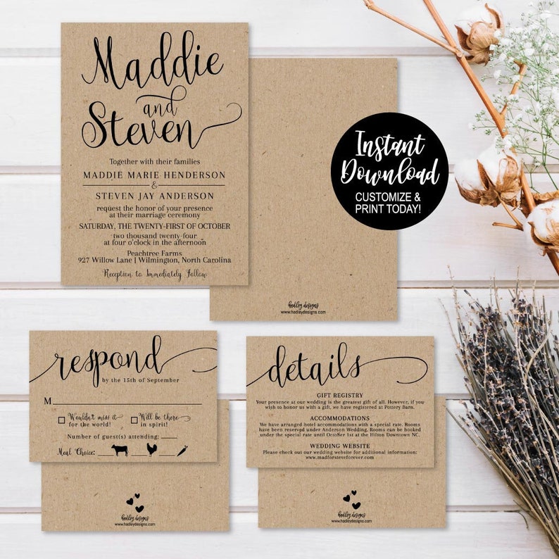 Wedding Invitations With RSVP Cheap Wedding Invitation Etsy