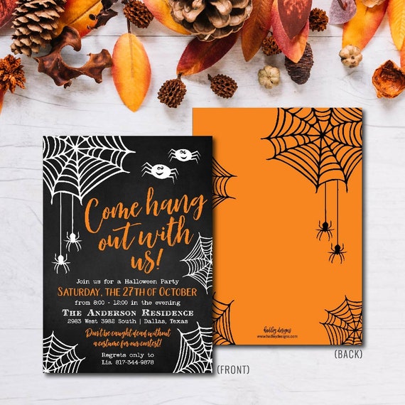INOOMP Halloween-Einladungskarten (10 Stück) – Mit Spinnennetz-Design & Schleifen