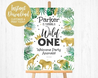 Welcome Party SignWild One Safari,First Birthday Welcome Sign,1st Birthday Welcome Sign,Wild One Safari WelcomeSign Birthday,Hadley Designs