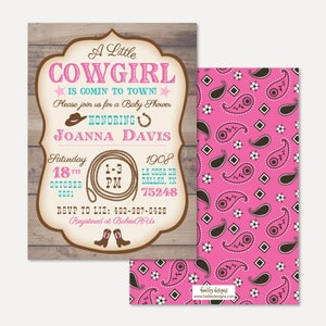 Cowgirl Baby Shower Invitation Template - Affordable Baby Shower Invite, Editable Invitations, Editable PDF, Hadley Designs