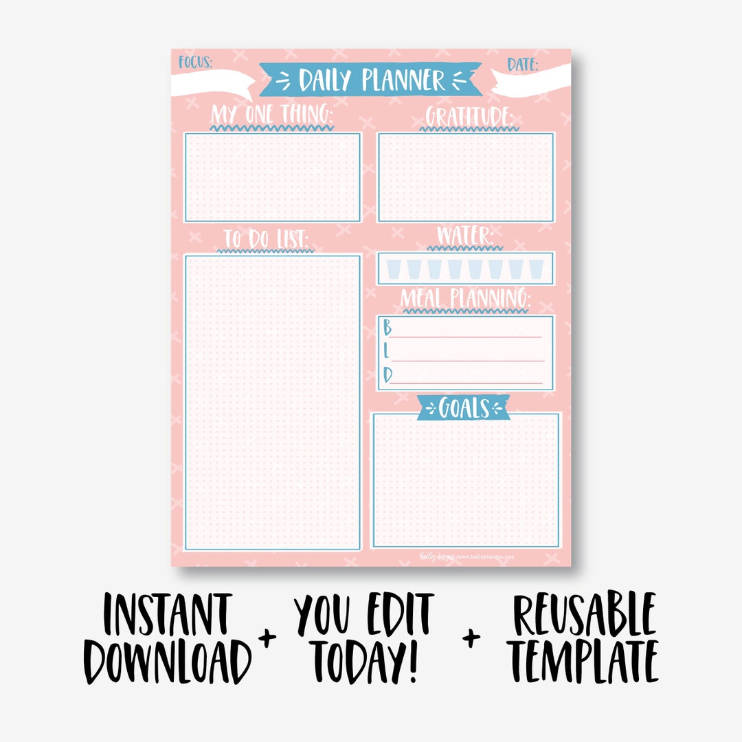 Daily Planner Template 8 X 11 Planner Pages 8 X 11 Planner Etsy Daily Planner Template 8 X 11 Planner Pages 8 X 11 Planner Etsy