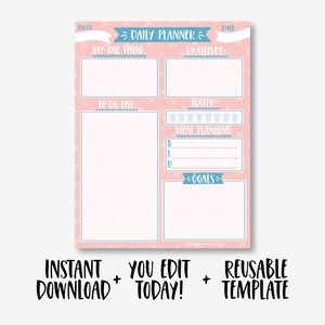 Day Planner For Kids, Daily Goal Planner, Daily Planner Printable, Wellness Journal, Success Planner, Daily Gratitude Journal Printable image 2
