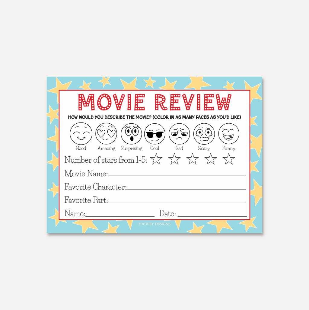 movie night review template kids movie review printable etsy