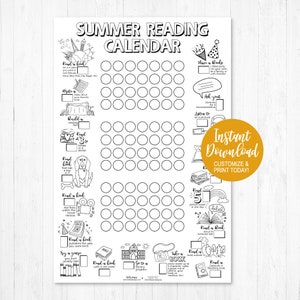 Summer Bucket List, Kids Reading Log, Kids Reading Chart, Book Tracker, Attività estive, Download istantaneo, Sfida di lettura, Modello fai da se fai da se