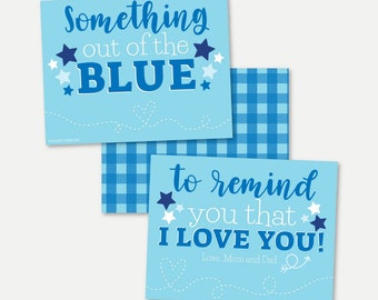 Etwas aus dem Blauen Care Paket Printable, You Are Loved Etiketten, Blaue Geschenkidee für Militär, Missionar, Kindergeburtstag, Leckereibox DIY