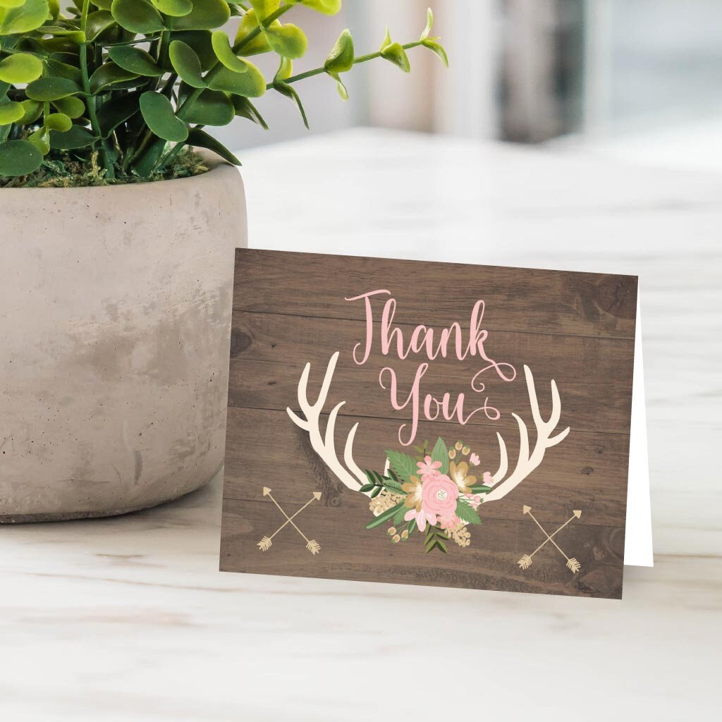 Oh Deer Girl Baby Shower Thank You Card Template DIY Thank | Etsy