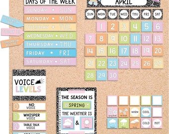 Colorful Classroom Calendar Set Bulletin Board - Bulletin Board Calendar For Classroom Elementary, Teacher Calendar Bulletin Board Sets,...