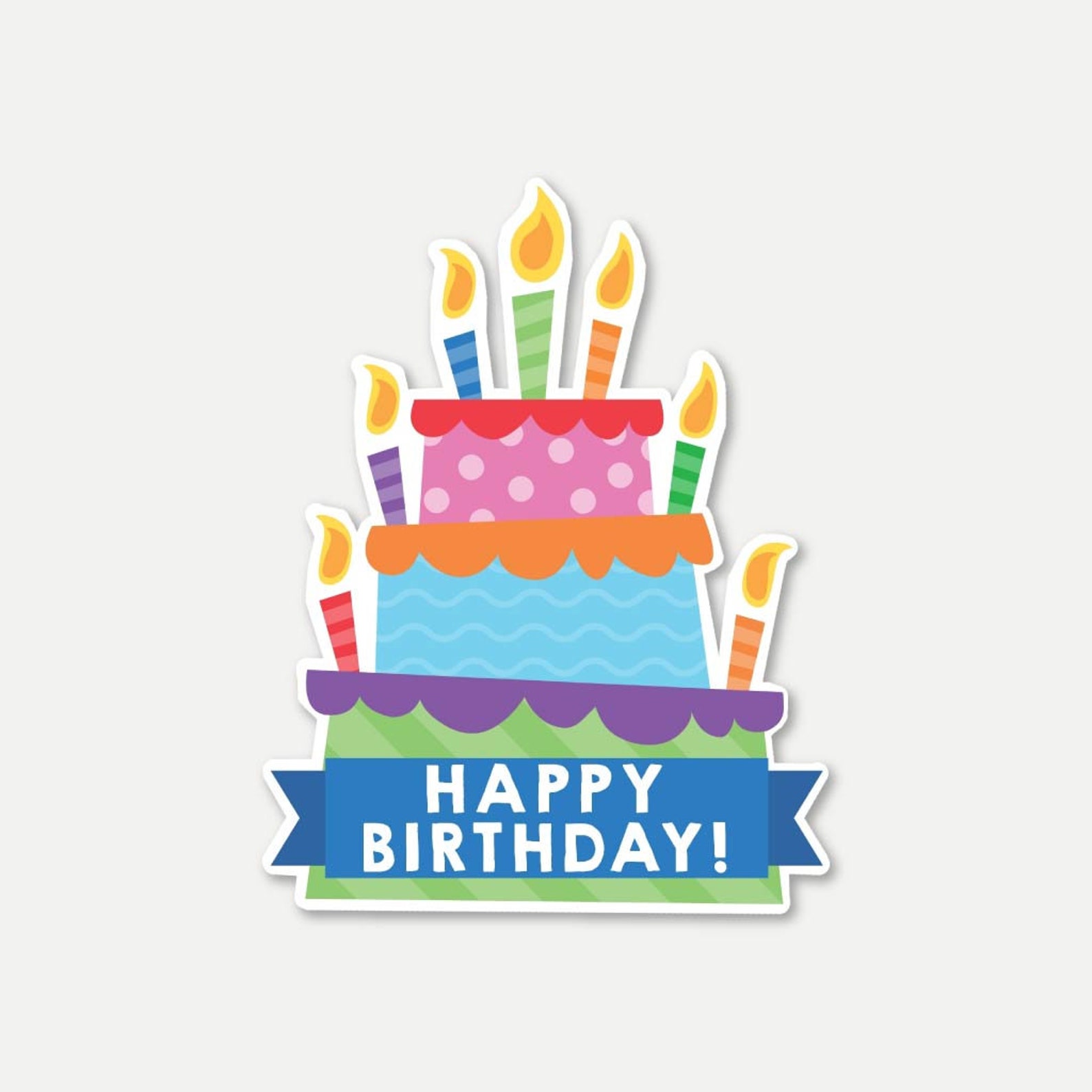Printable Birthday Cake Topper, Colorful Cake Decoration, Custom Bday