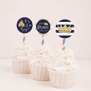 Prince Baby Shower Cupcake Toppers Template -Baby Shower Cupcake Decoration, Printable Cupcake Topper, Party Cupcake Topper