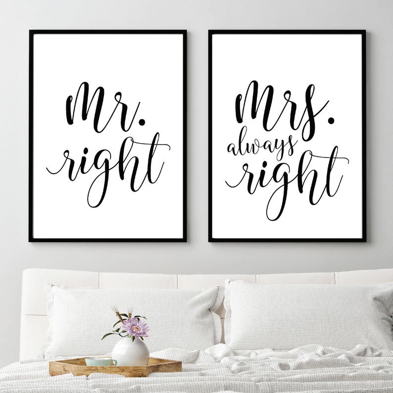 Mr. Right and Mrs. Always Right Printable Sign Set Printable Etsy