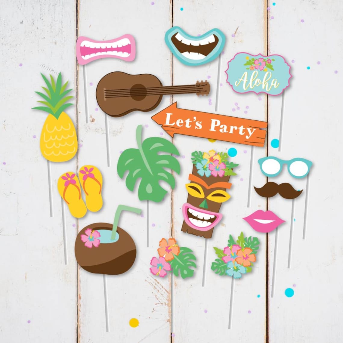Luau Party Photo Booth Props Template Luau Photo Booth Prop - Etsy