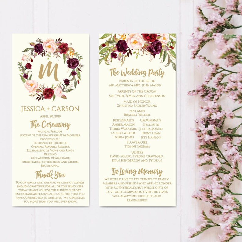 Wedding Programs Catholic Wedding Programs Cheap Wedding Etsy