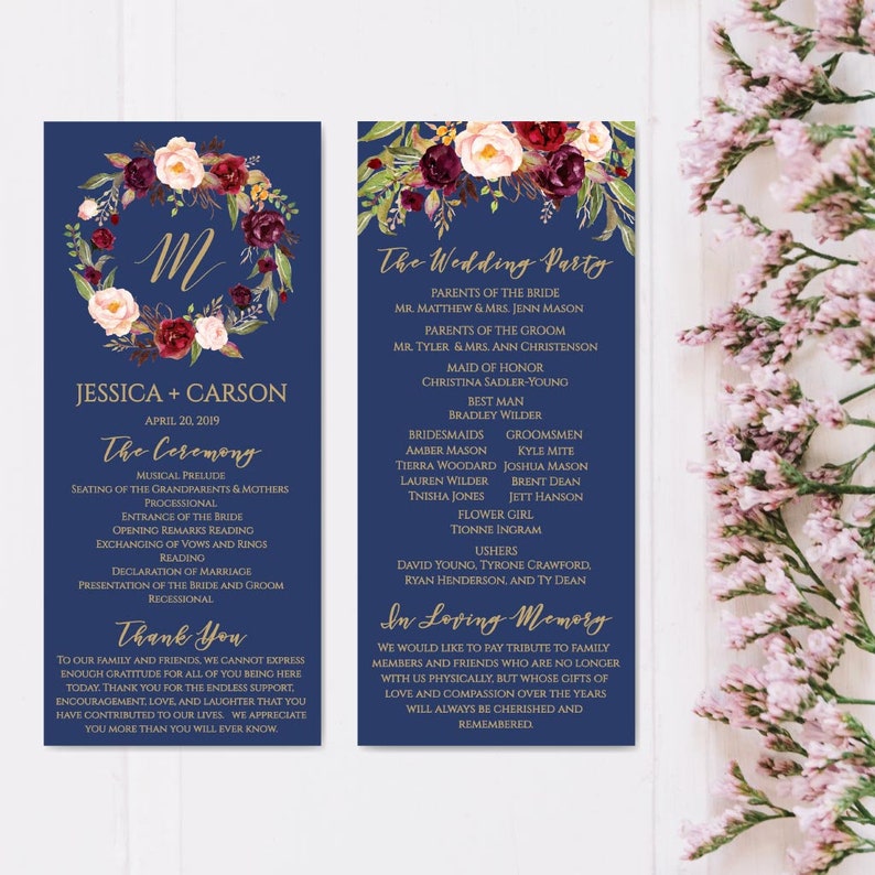 Wedding Program Thank You Messages Best Wedding Ceremony Programs Wedding Program Printables Template Wedding Programs Online Template