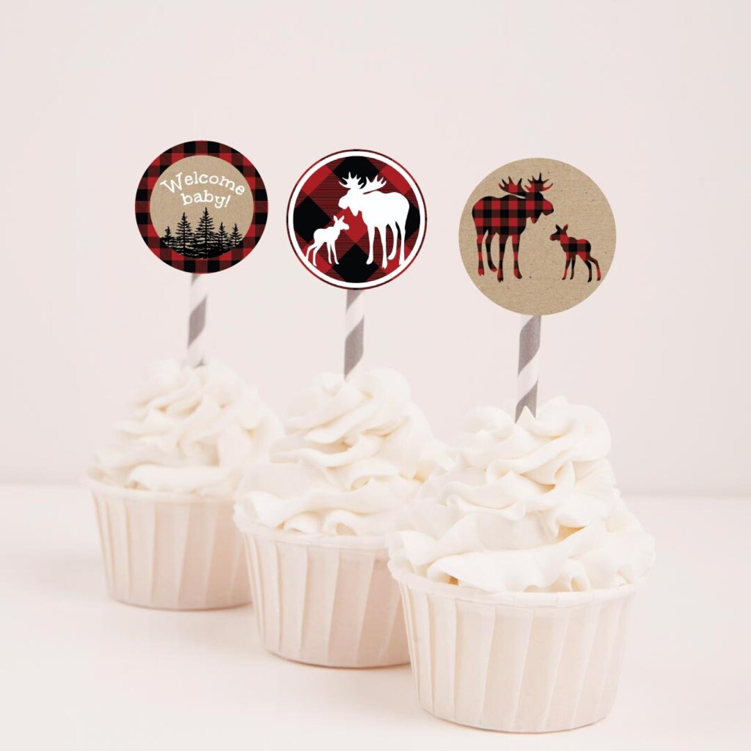 Lumberjack Baby Shower Cupcake Toppers Template - Baby Shower Cupcake ...