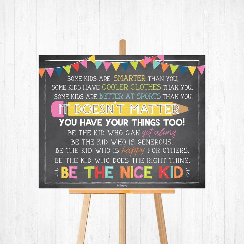 Be the Nice Kid Sign Template - Classroom Decor, Be the Nice Kid Sign ...