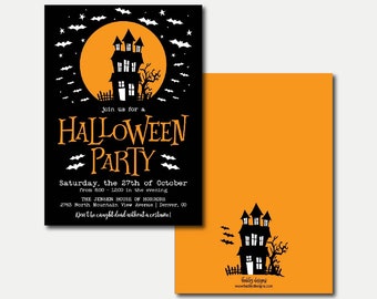 Haunted House Halloween Party Invitation, Halloween Bash, Digital Invitation, Halloween Printable Invitation, Halloween Invites