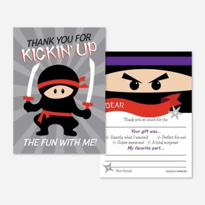 Ninja Kids Vul de lege Bedankkaartsjabloon in - Ninja Kids Bedankkaart Instant Download, Ninja Kids Bedankbriefje Afdrukbaar