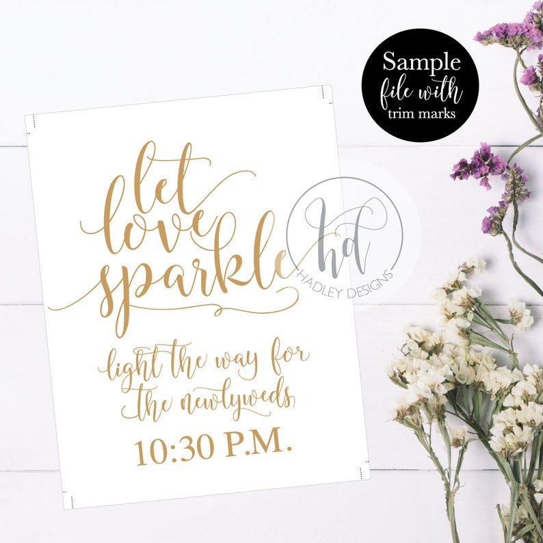 Printable Wedding Sparkler Sign Editable, Reception Let Love Sparkle Signage, Send Off Light The Way Sign, DIY Instant Download Template image 3