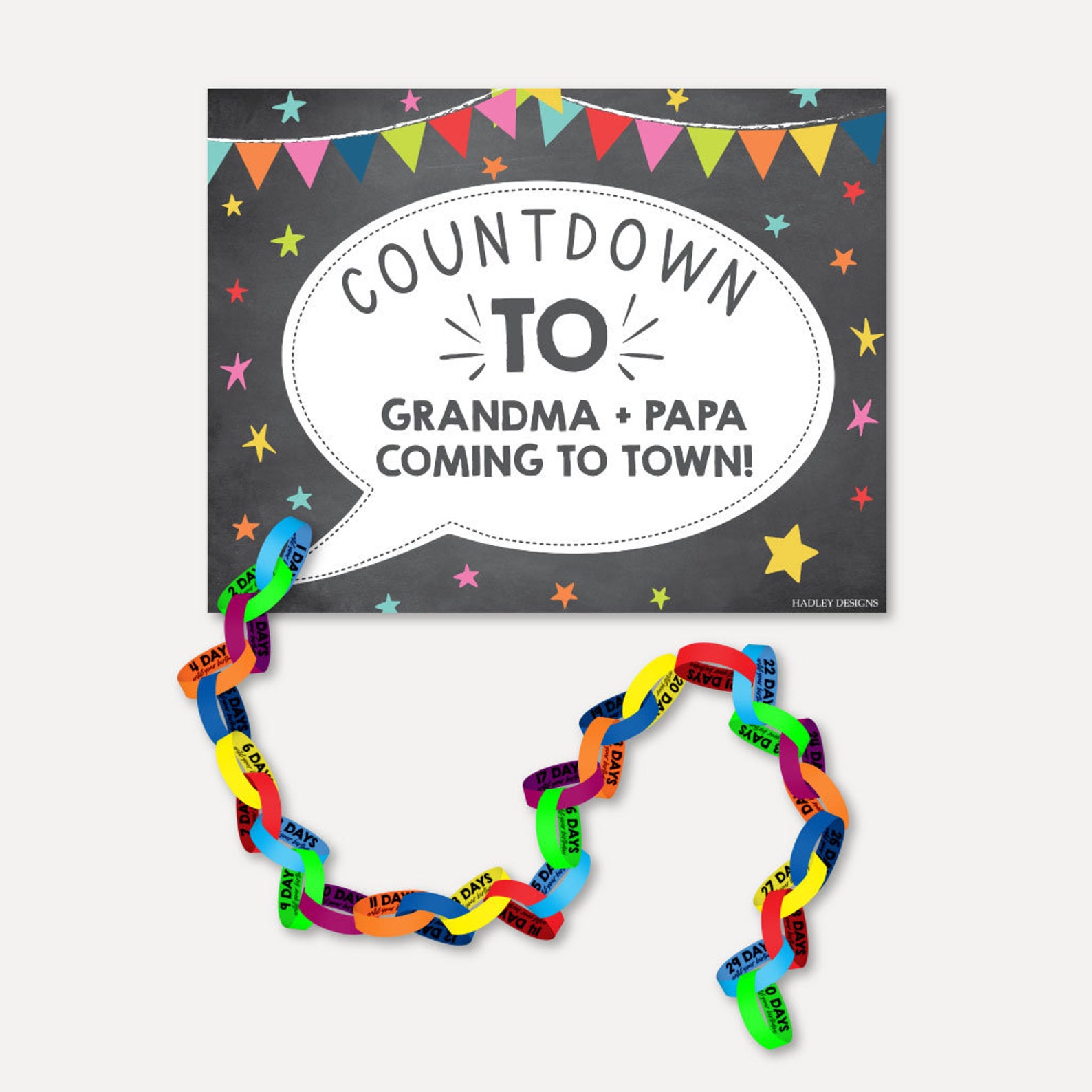 Paper Chain Countdown Printable Use as Kids Count Down to Etsy