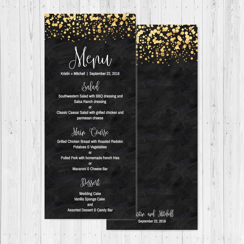 Wedding Menu Cheap Pdf Printable Wedding Menu Template Etsy