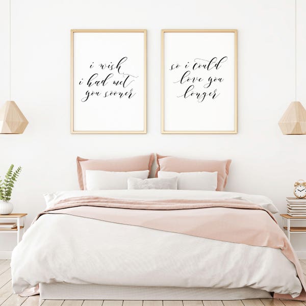 I Wish I Had Met You Sooner Printable Sign Set, Minimalist Rustic Wall Art, Love Couple Bedroom Decor, Digital Prints Wall Poster