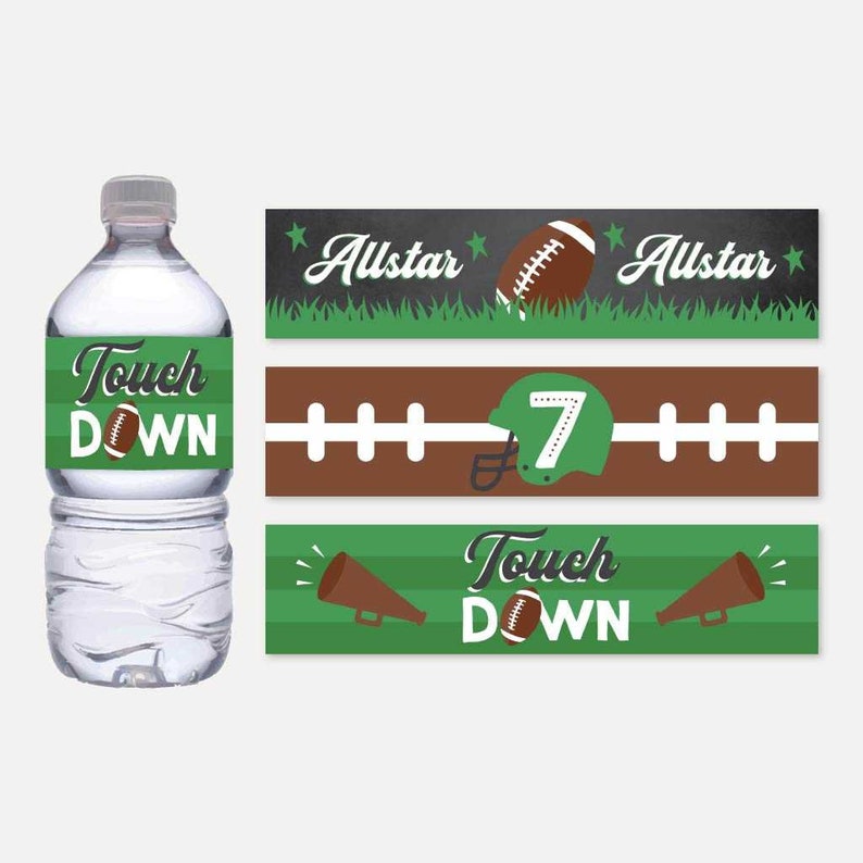 Field Football Kids Party Bottle Label Template Water Bottle | Etsy