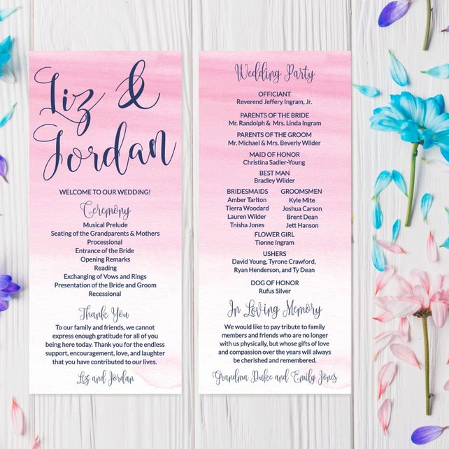 Instant Download Wedding Program Wedding Program Thank You From The