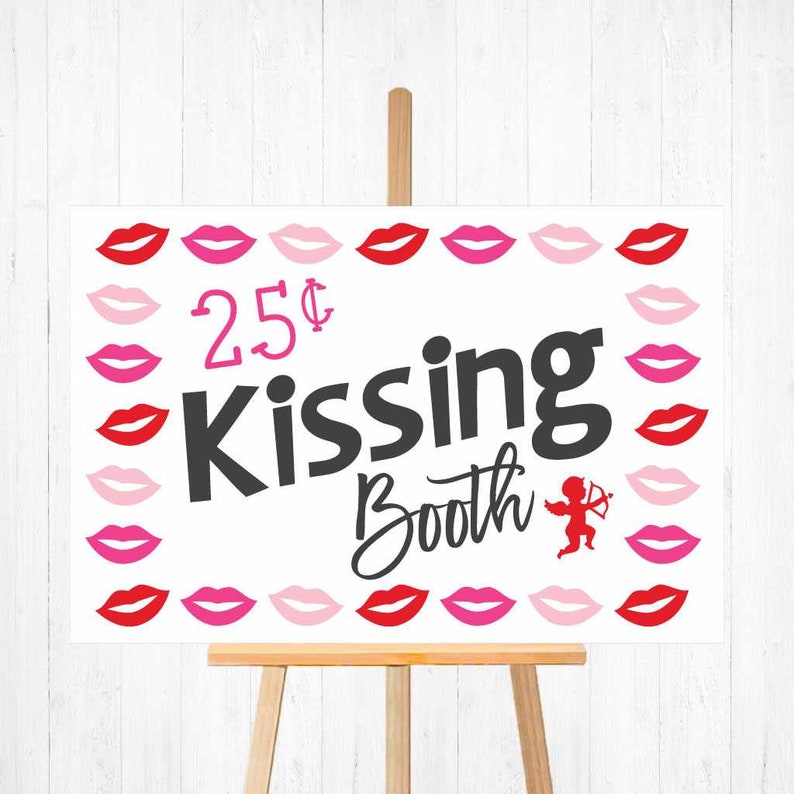 Valentine’s Day Party Kissing Booth Sign Template | Etsy