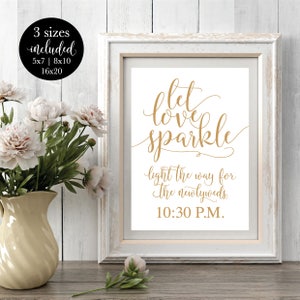 Printable Wedding Sparkler Sign Editable, Reception Let Love Sparkle Signage, Send Off Light The Way Sign, DIY Instant Download Template image 1