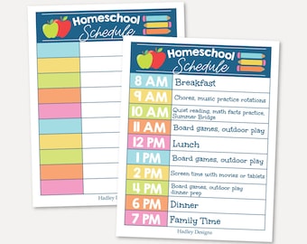 Homeschool Schedule Printable, Kids Daily Routine Chart, School Organizer Template, Hourly Schedule, Time Homeschool Mom Teacher Planner PDF