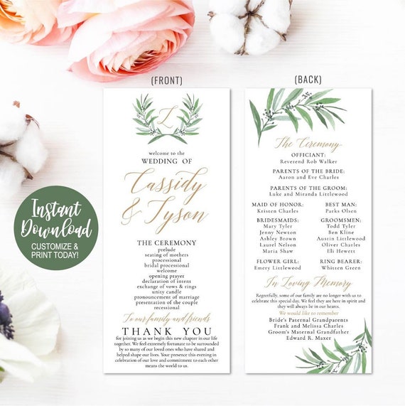 Wedding Program Thank You Messages Wedding Programs Online | Etsy