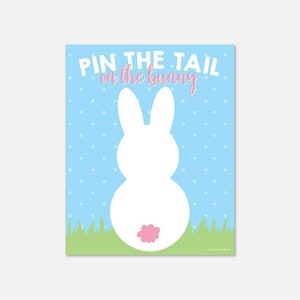 Easter Pin The Tail on The Bunny Game Template - Pin the Tail on The Rabbit Game Poster, Printable Pin The Tail Game, Instant Download