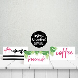 Carte per tende per alimenti stampabili, Etichette per tende per alimenti modificabili, Etichette per alimenti stampabili, Forniture per baby shower, Carte per tende da festa per Baby Shower, Fai da te