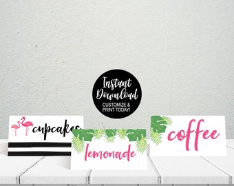 Printable Food Tent Cards, Food Tent Labels Editable, Printable Food Labels, Baby Shower Supplies, Party Tent Cards for Baby Shower, DIY
