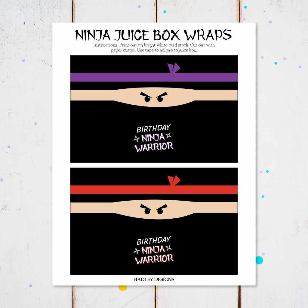 Ninja Kids Party Juice Box Wrapper Template Juice Box Wrapper Template,  Editable Juice Box Wrapper Birthday, Printable Juice Wrapper Box 